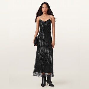 All Saints Black Sequin Midi Dress
ALLSAINTS CHANTELLE SEQUIN MIDI SLIP DRESS